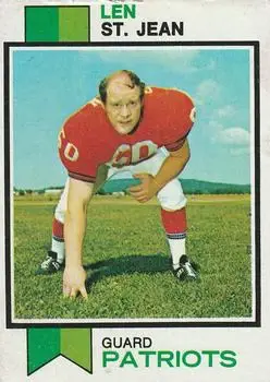 1973 Topps #168 - Len St. Jean - New England Patriots - Front 1973 Topps #168 - Len St. Jean - New England Patriots - Front