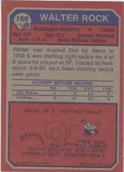 1973 Topps #169 - Walter Rock - Washington Redskins