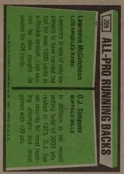 1975 Topps #209 - Card #209 - Back 1975 Topps #209 - Card #209 - Back