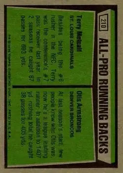 1975 Topps #210 - Card #210 - Back