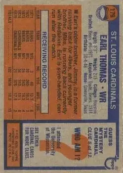 1976 Topps #179 - Earl Thomas - St. Louis Cardinals - Back 1976 Topps #179 - Earl Thomas - St. Louis Cardinals - Back