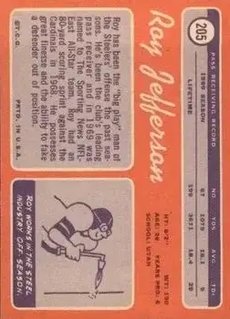1970 Topps #205 - Roy Jefferson - Pittsburgh Steelers