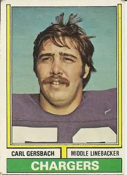 1974 Topps #202 - Carl Gersbach - San Diego Chargers - Front