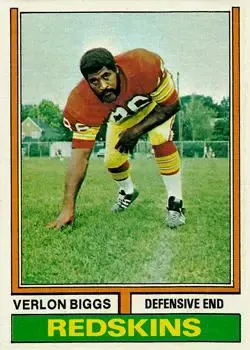1974 Topps #208 - Verlon Biggs - Washington Redskins - Front