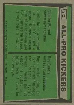 1975 Topps #212 - Card #212 - Back