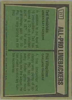 1975 Topps #217 - Card #217 - Back 1975 Topps #217 - Card #217 - Back