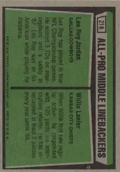 1975 Topps #218 - Card #218 - Back 1975 Topps #218 - Card #218 - Back