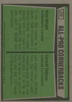 1975 Topps #220 - Card #220 - Back
