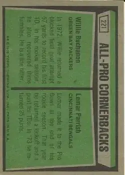 1975 Topps #221 - Card #221 - Back
