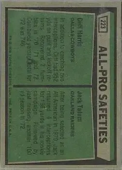 1975 Topps #223 - Card #223 - Back