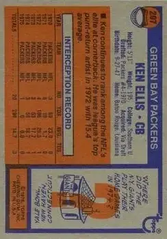 1976 Topps #207 - Ken Ellis - Green Bay Packers - Back 1976 Topps #207 - Ken Ellis - Green Bay Packers - Back