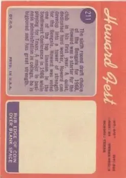 1970 Topps #211 - Howard Fest - Cincinnati Bengals
