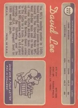 1970 Topps #222 - David Lee - Baltimore Colts