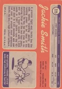 1970 Topps #225 - Jackie Smith - St. Louis Cardinals - Back