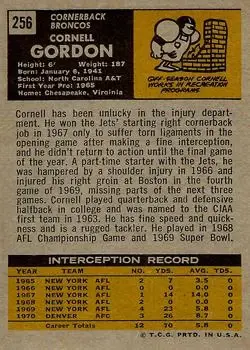 1971 Topps #256 - Cornell Gordon - Denver Broncos