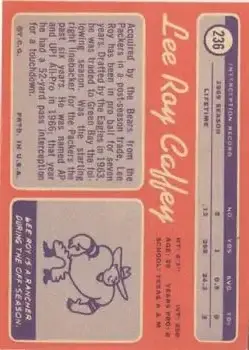 1970 Topps #236 - Lee Roy Caffey - Chicago Bears - Back