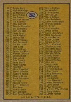 1974 Topps #262 - Card #262 - Back