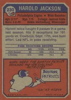 1973 Topps #230 - Harold Jackson - Philadelphia Eagles
