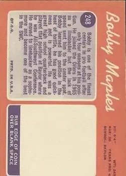 1970 Topps #248 - Bobby Maples - Houston Oilers 1970 Topps #248 - Bobby Maples - Houston Oilers