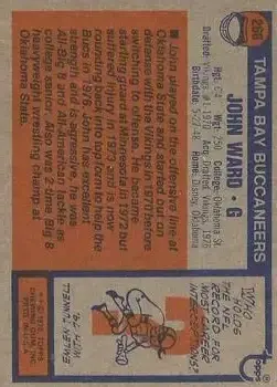 1976 Topps #268 - John Ward - Tampa Bay Buccaneers - Back