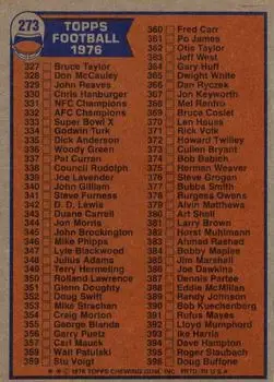 1976 Topps #273 - Card #273 - Back