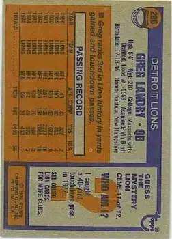 1976 Topps #286 - Greg Landry - Detroit Lions 1976 Topps #286 - Greg Landry - Detroit Lions
