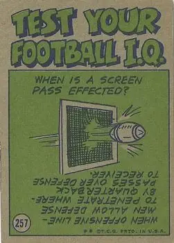 1972 Topps #257 - L.C. Greenwood - Pittsburgh Steelers - Back