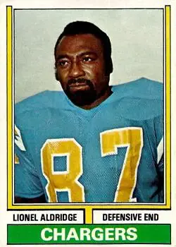 1974 Topps #281 - Lionel Aldridge - San Diego Chargers - Front