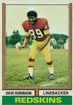 1974 Topps #313 - Dave Robinson - Washington Redskins - Front