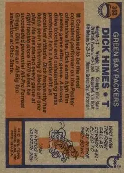 1976 Topps #303 - Dick Himes - Green Bay Packers - Back 1976 Topps #303 - Dick Himes - Green Bay Packers - Back