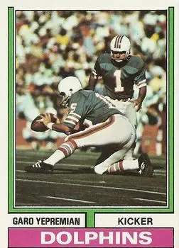 1974 Topps #340 - Garo Yepremian - Miami Dolphins