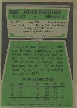 1975 Topps #313 - John Riggins - New York Jets