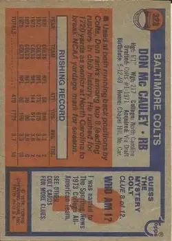 1976 Topps #328 - Don McCauley - Baltimore Colts - Back