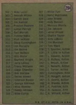 1972 Topps #294 - Card #294 - Back