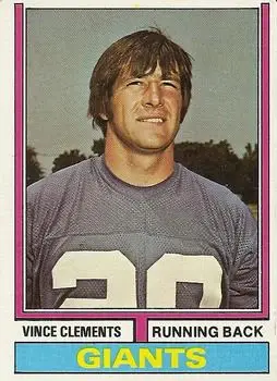 1974 Topps #342 - Vince Clements - New York Giants - Front