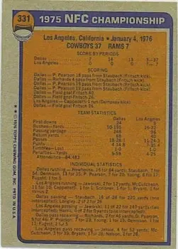 1976 Topps #331 - Card #331 - Back