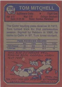 1973 Topps #292 - Tom Mitchell - Baltimore Colts