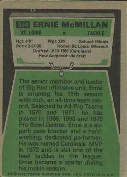 1975 Topps #344 - Ernie McMillan - St. Louis Cardinals - Back 1975 Topps #344 - Ernie McMillan - St. Louis Cardinals - Back