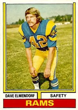 1974 Topps #370 - Dave Elmendorf - Los Angeles Rams - Front