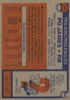 1976 Topps #361 - Po James - Philadelphia Eagles - Back 1976 Topps #361 - Po James - Philadelphia Eagles - Back