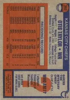 1976 Topps #362 - Otis Taylor - Kansas City Chiefs - Back 1976 Topps #362 - Otis Taylor - Kansas City Chiefs - Back