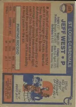 1976 Topps #363 - Jeff West - St. Louis Cardinals - Back 1976 Topps #363 - Jeff West - St. Louis Cardinals - Back