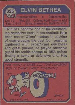 1973 Topps #325 - Elvin Bethea - Houston Oilers
