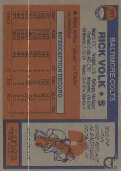 1976 Topps #371 - Rick Volk - Baltimore Colts - Back 1976 Topps #371 - Rick Volk - Baltimore Colts - Back