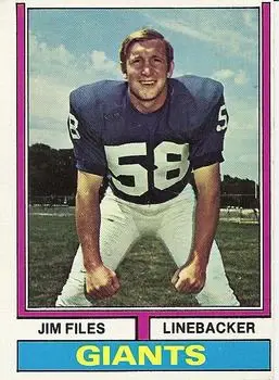 1974 Topps #394 - Jim Files - New York Giants - Front 1974 Topps #394 - Jim Files - New York Giants - Front