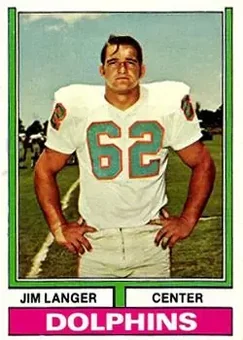 1974 Topps #397 - Jim Langer - Miami Dolphins