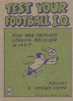 1972 Topps #347 - Steve Owens - Detroit Lions - Back