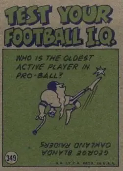 1972 Topps #349 - Ed Podolak - Kansas City Chiefs - Back 1972 Topps #349 - Ed Podolak - Kansas City Chiefs - Back