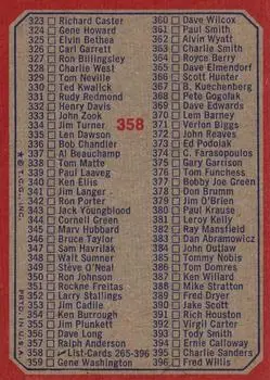 1973 Topps #358 - Card #358 - Back
