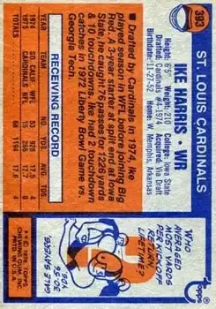 1976 Topps #393 - Ike Harris - St. Louis Cardinals - Back 1976 Topps #393 - Ike Harris - St. Louis Cardinals - Back